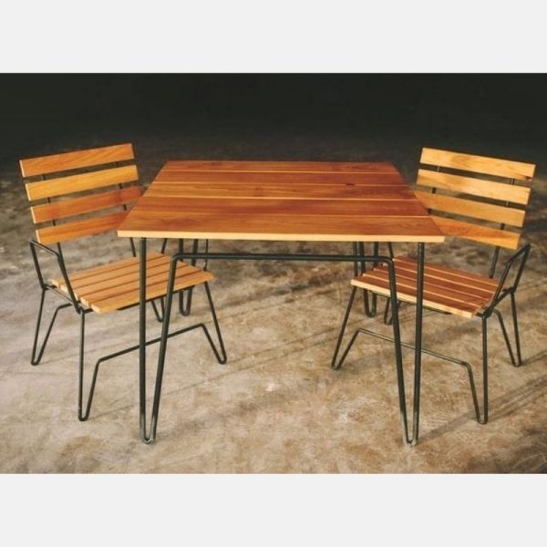 Cafe set table chair iron wood